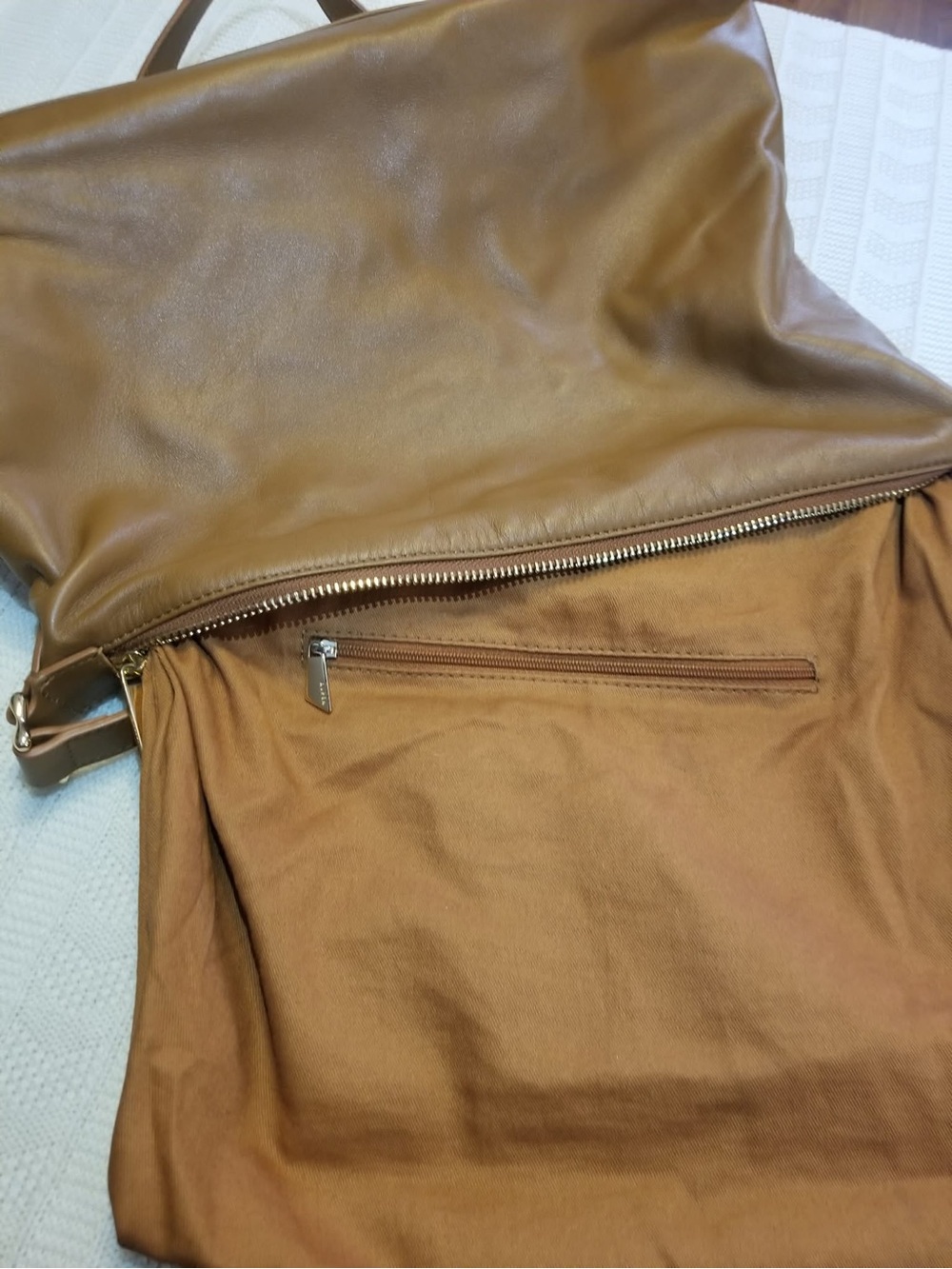 Aupen Minimal Triangular Shoulder Bag in Cognac Brown - Picture 5 of 10